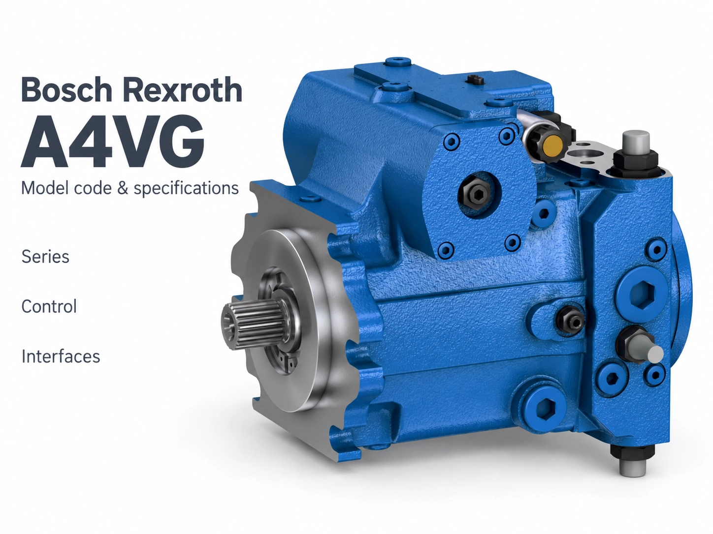 Bosch Rexroth A4VG variable displacement hydraulic pump model code identification and technical specifications breakdown for industrial machinery